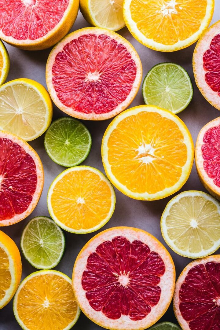 Various sliced citrus fruits